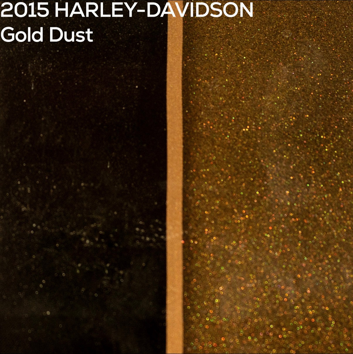 Close-up of authentic 2015 Harley-Davidson Gold Dust paint texture