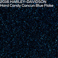 Close-up of 2016 Harley-Davidson Hard Candy Cancun Blue Flake paint texture