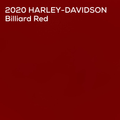 A solid dark red color block with white text in the top-left corner reading '2020 HARLEY-DAVIDSON Billiard Red'.