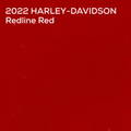 A solid red color swatch with white text in the top-left corner reading '2022 HARLEY-DAVIDSON Redline Red'.